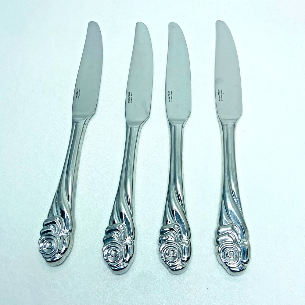 Yamazaki Ribbon Rose Replacement Stainless Glossy Butter Knife Set of 4 Flatware